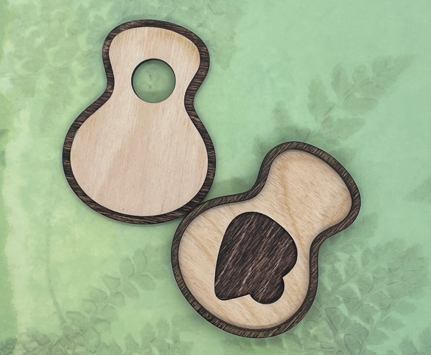 Laser Engraved Birch Wood Guitar Pick Box, Personalized Gift