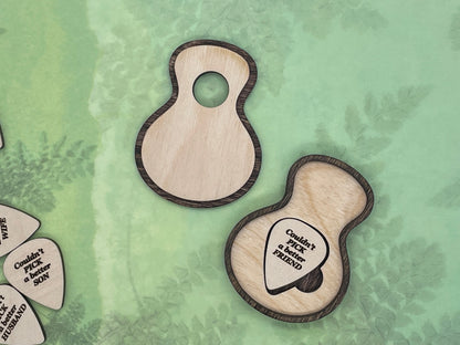 Laser Engraved Birch Wood Guitar Pick Box, Personalized Gift