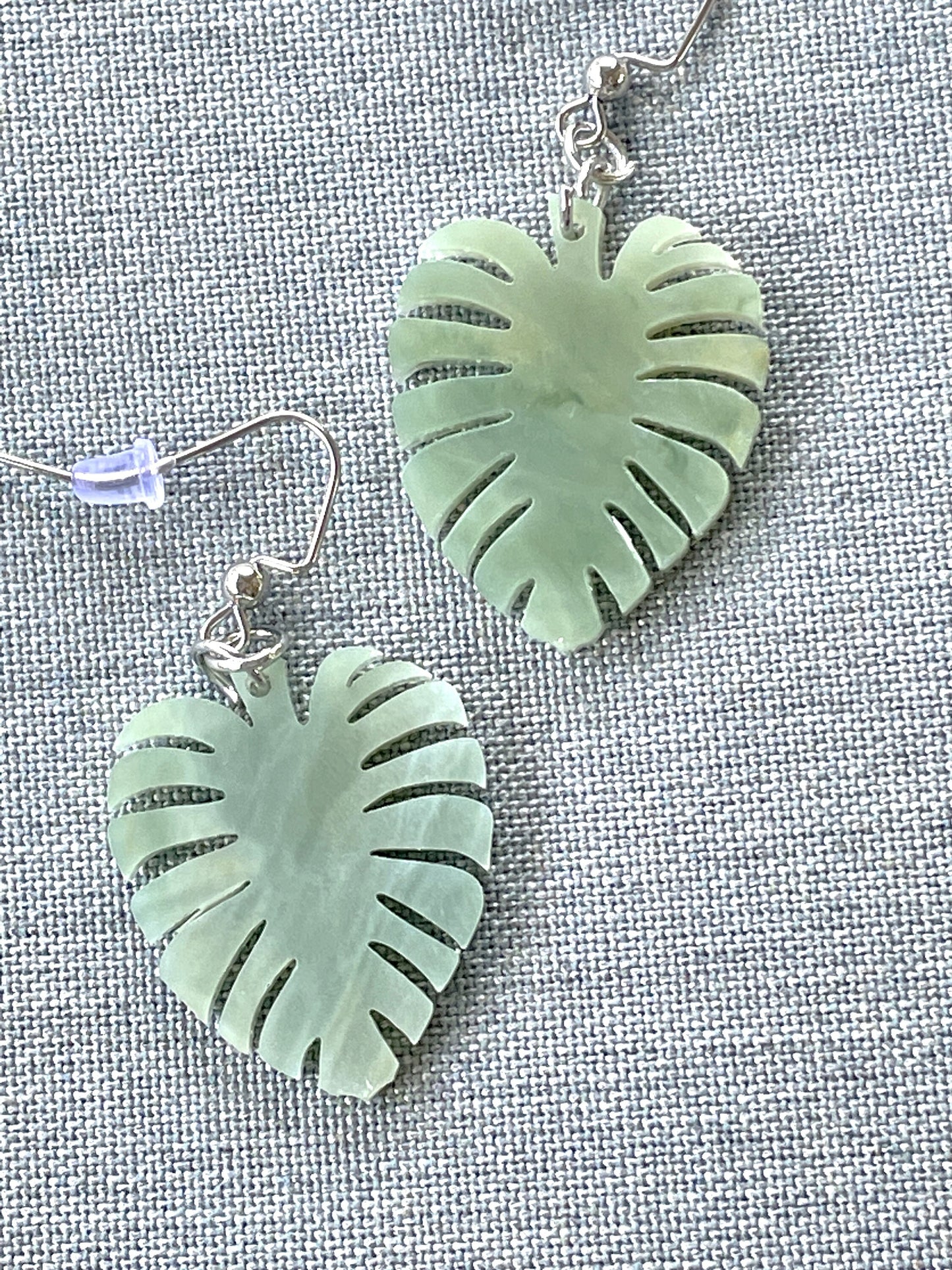 Monstera Leaf Dangling Earrings, Green Acrylic Monstera Leaf, Monstera Jewelry