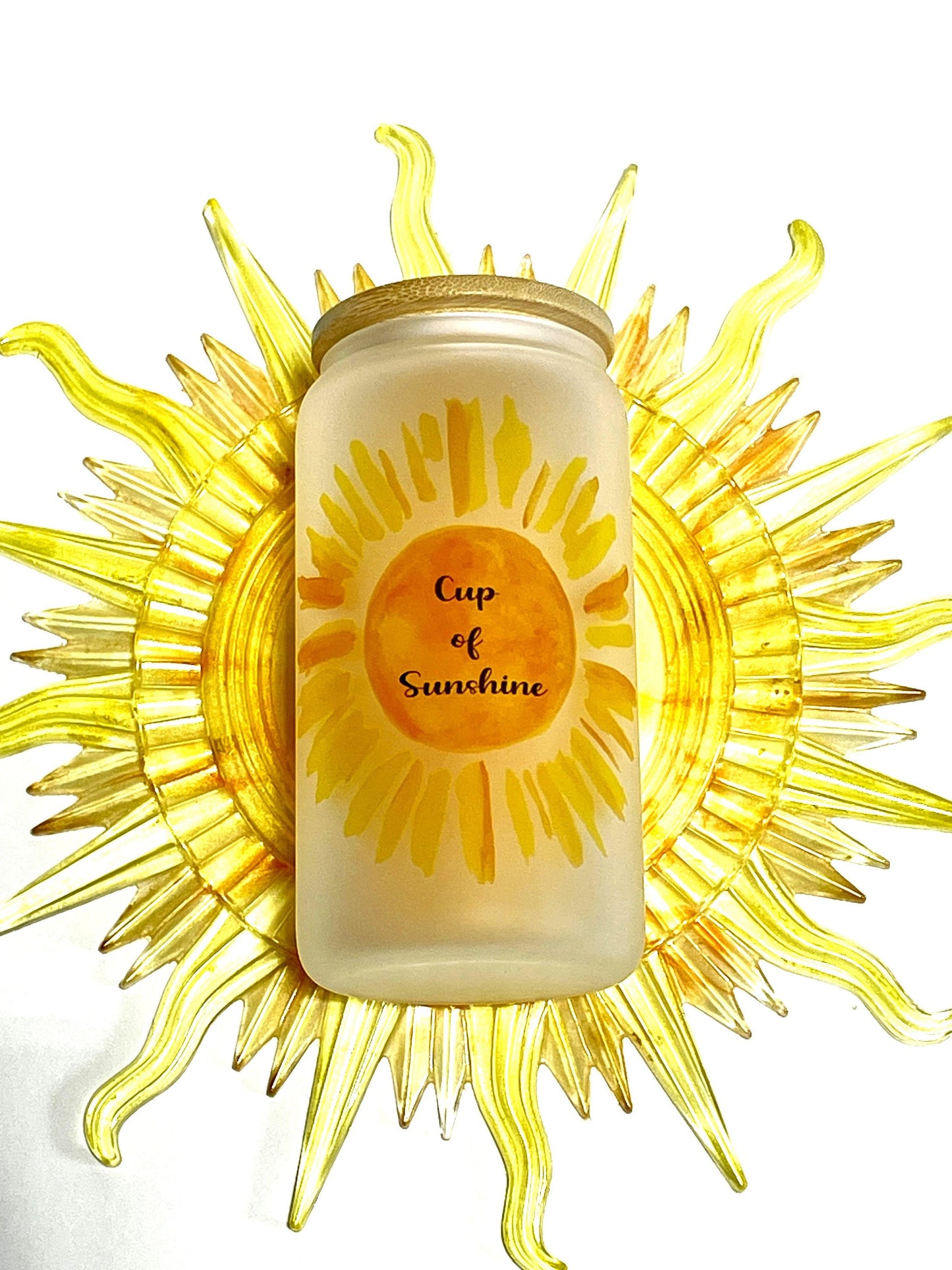 Cup of Sunshine Glass Tumbler with Bamboo Lid