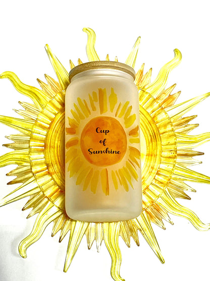 Cup of Sunshine Glass Tumbler with Bamboo Lid