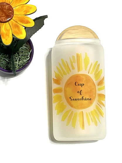 Cup of Sunshine Glass Tumbler with Bamboo Lid