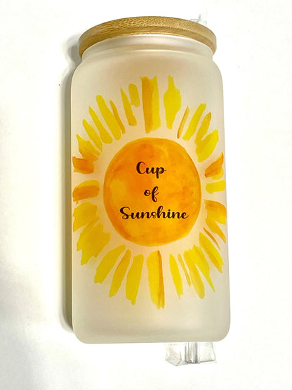 Cup of Sunshine Glass Tumbler with Bamboo Lid