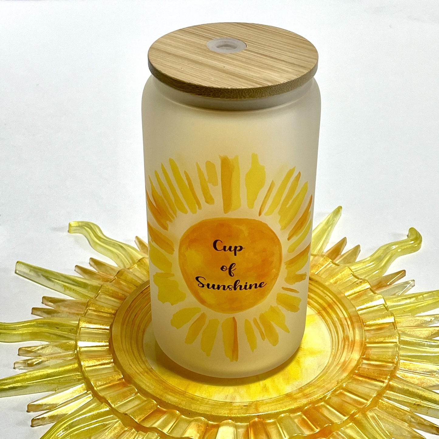 Cup of Sunshine Glass Tumbler with Bamboo Lid