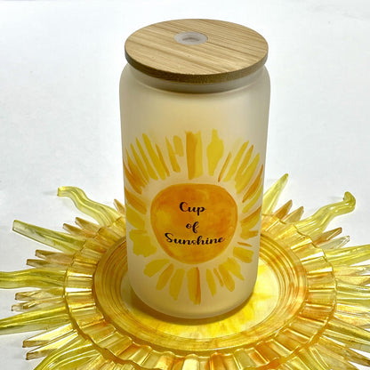 Cup of Sunshine Glass Tumbler with Bamboo Lid