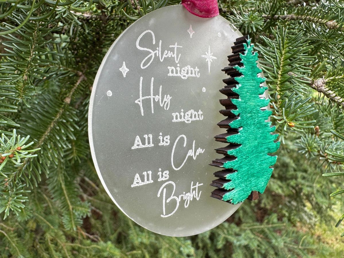 Silent Night Frosted Acrylic Christmas Ornament