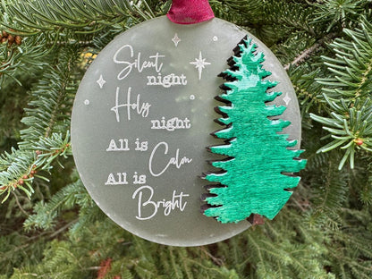 Silent Night Frosted Acrylic Christmas Ornament