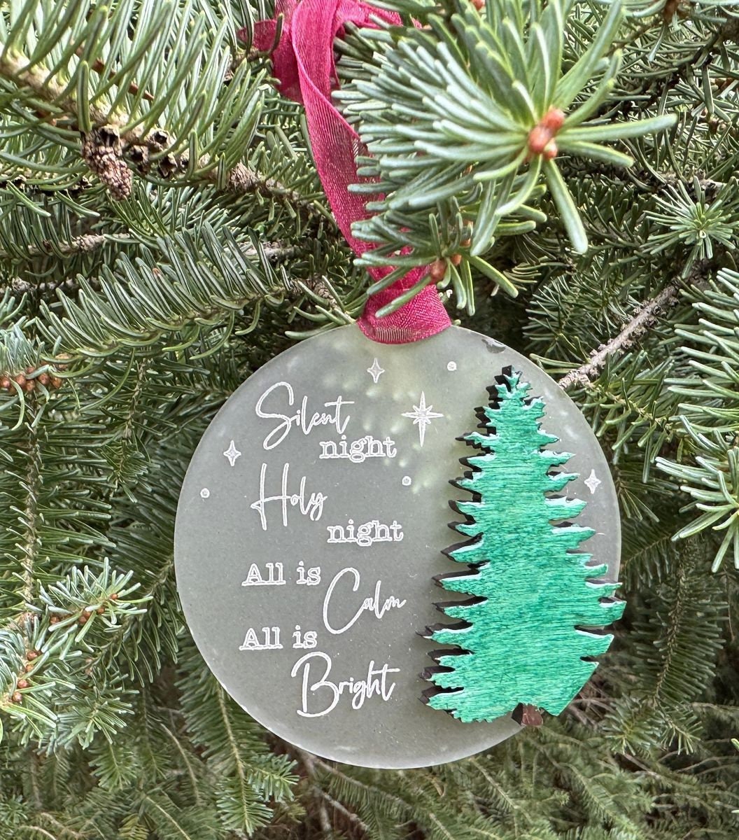 Silent Night Frosted Acrylic Christmas Ornament