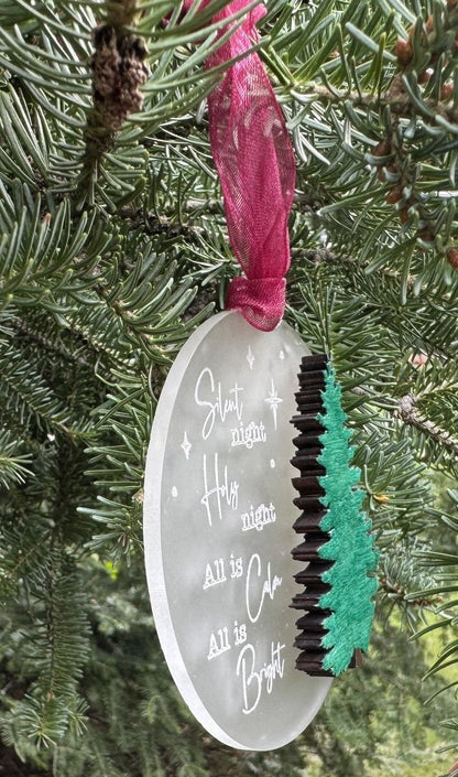 Silent Night Frosted Acrylic Christmas Ornament