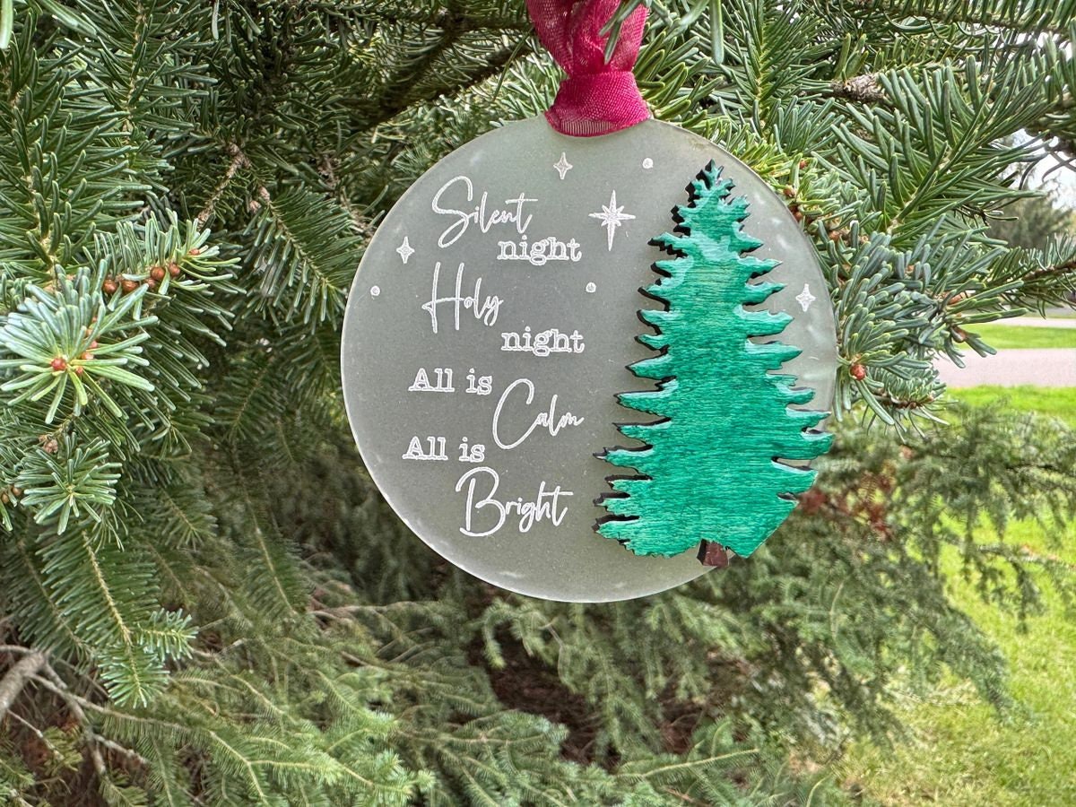 Silent Night Frosted Acrylic Christmas Ornament