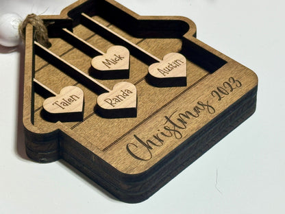 House Ornament with Custom Named Hearts