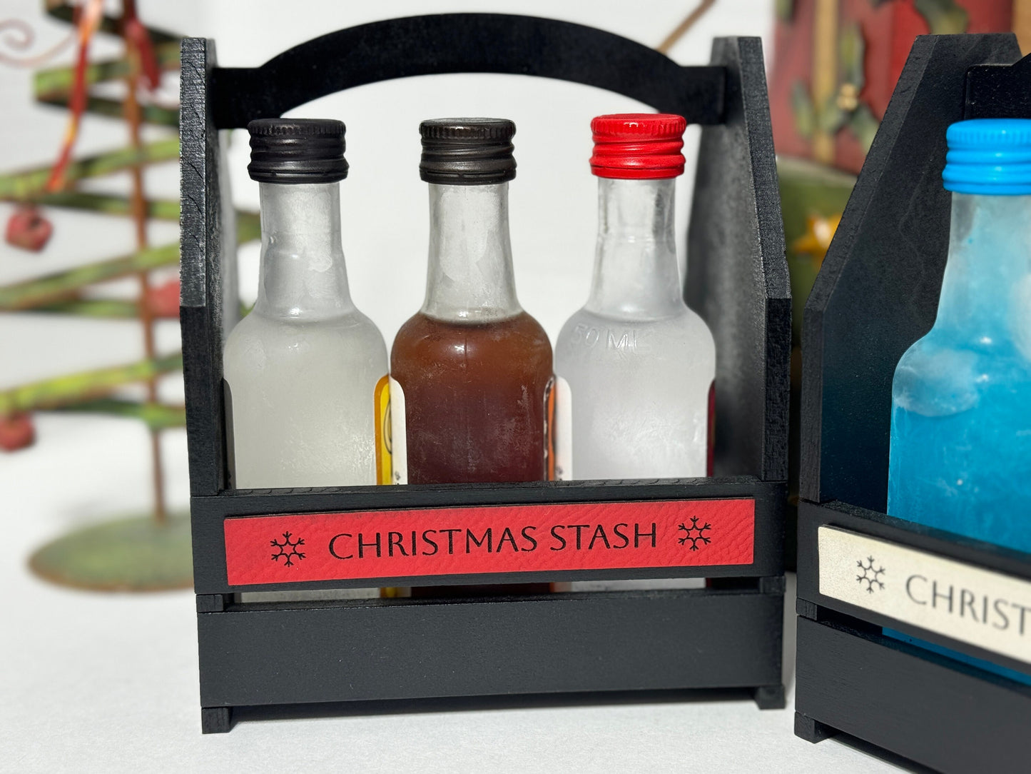 Customized Mini Bottle Crate with Engraved Leather Tag