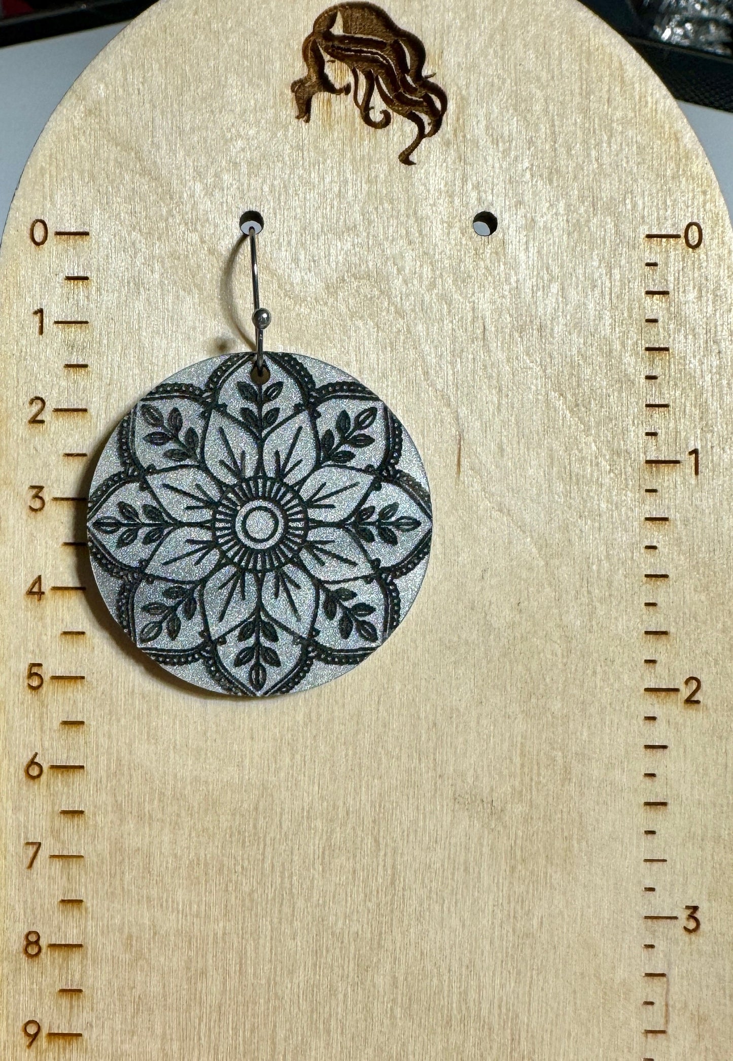 Gray Pearl Shimmer Mandala Earrings