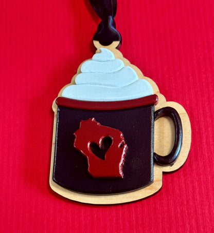 Wisconsin Heart Mug Christmas Ornament – Personalized Gift