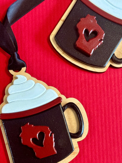 Wisconsin Heart Mug Christmas Ornament – Personalized Gift