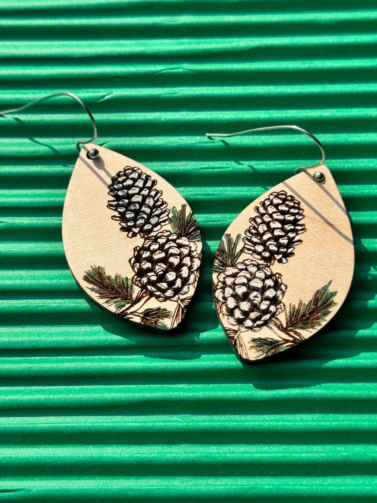 Winter Pine Cone Dangle Earrings