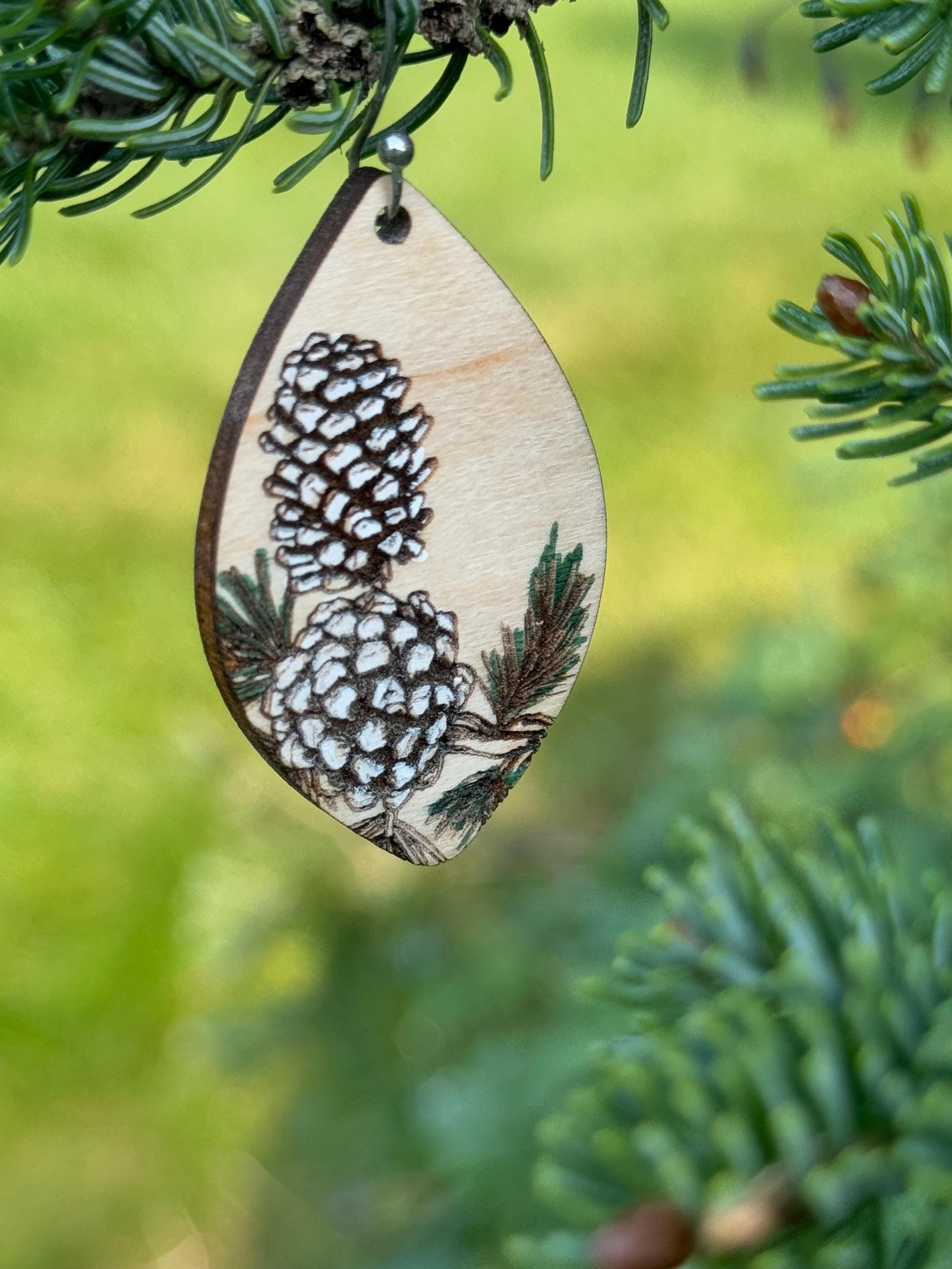 Winter Pine Cone Dangle Earrings