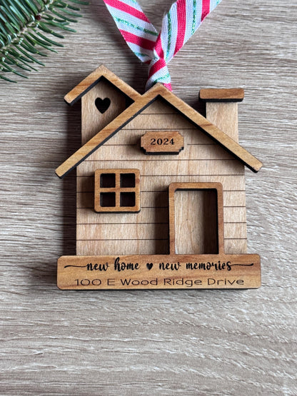 Personalized New Home Ornament | Custom Address Keepsake | Laser-Cut Holiday Decoration