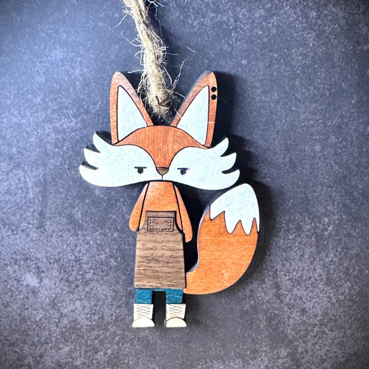 Maple Wood Fox Car Charm – Pearly Resin Accent, Fox Lover Gift