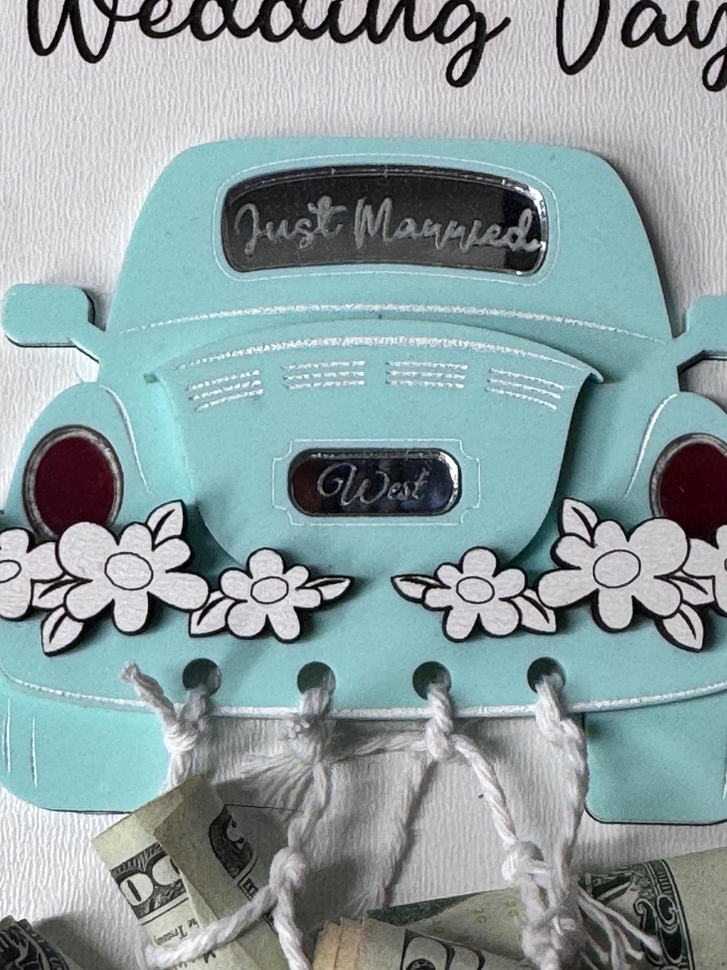 Cash and car wedding card keepsake