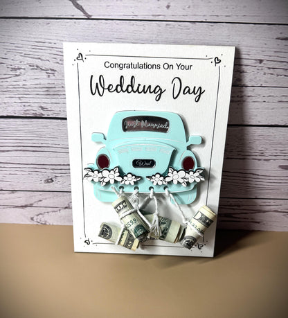 Cash and car wedding card keepsake