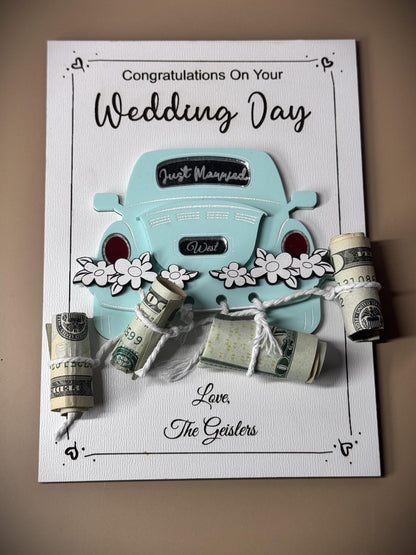 Cash and car wedding card keepsake