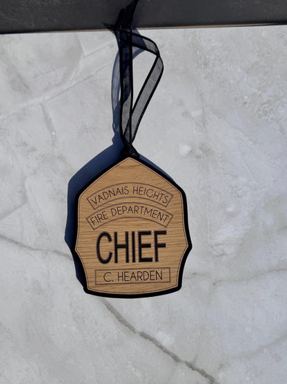 Honor Their Service with a Personalized Fireman's Badge Ornament