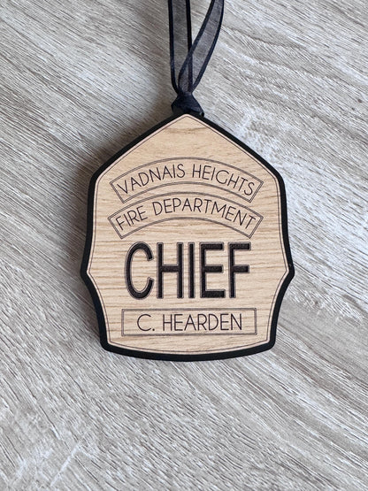 Honor Their Service with a Personalized Fireman's Badge Ornament