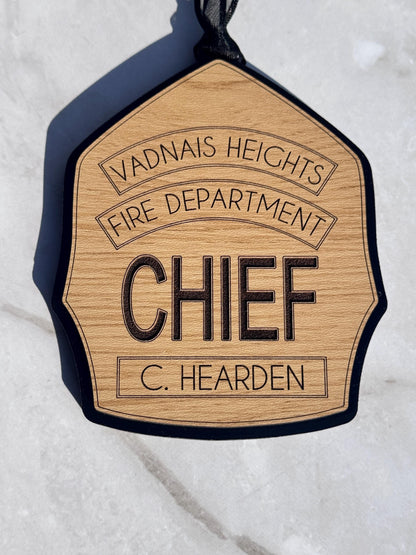 Honor Their Service with a Personalized Fireman's Badge Ornament
