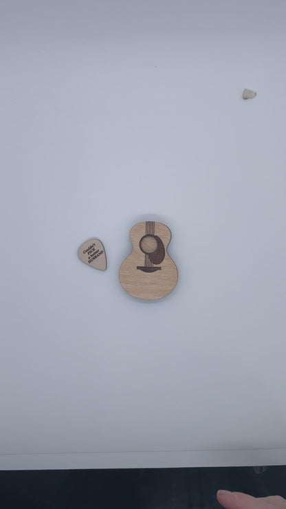 Laser Engraved Birch Wood Guitar Pick Box, Personalized Gift