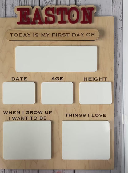 Personalized Back to School Dry Erase Sign | Custom Wooden First & Last Day Photo Prop